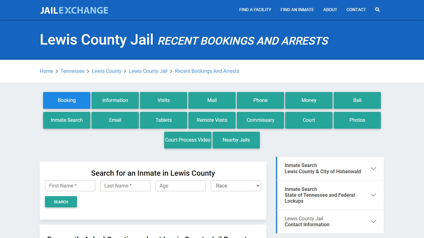 Lewis County Jail TN Recent Arrests and Bookings - Jail Exchange