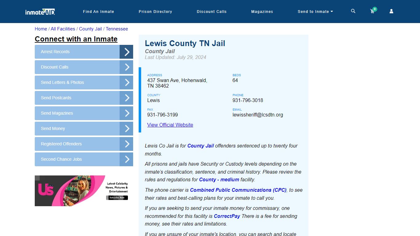 Lewis County TN Jail - Inmate Locator