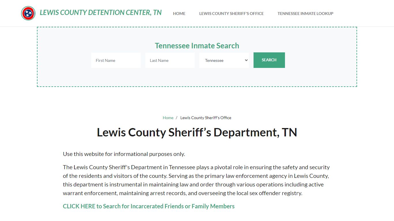 Lewis County Sheriff Department, TN Arrests, Warrant Lookup